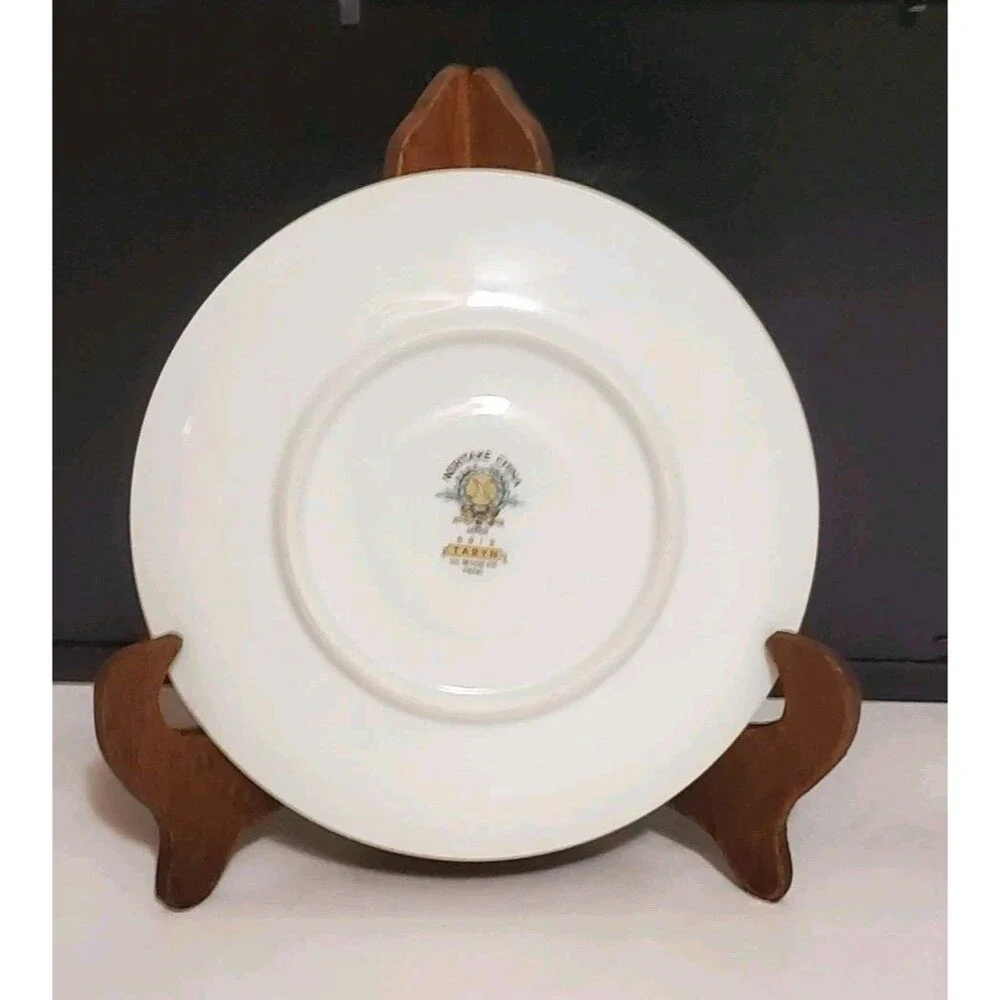 Noritake Teacups Saucer Japan Taryn 5912 Silver White Floral China 3 Pc Set Vtg